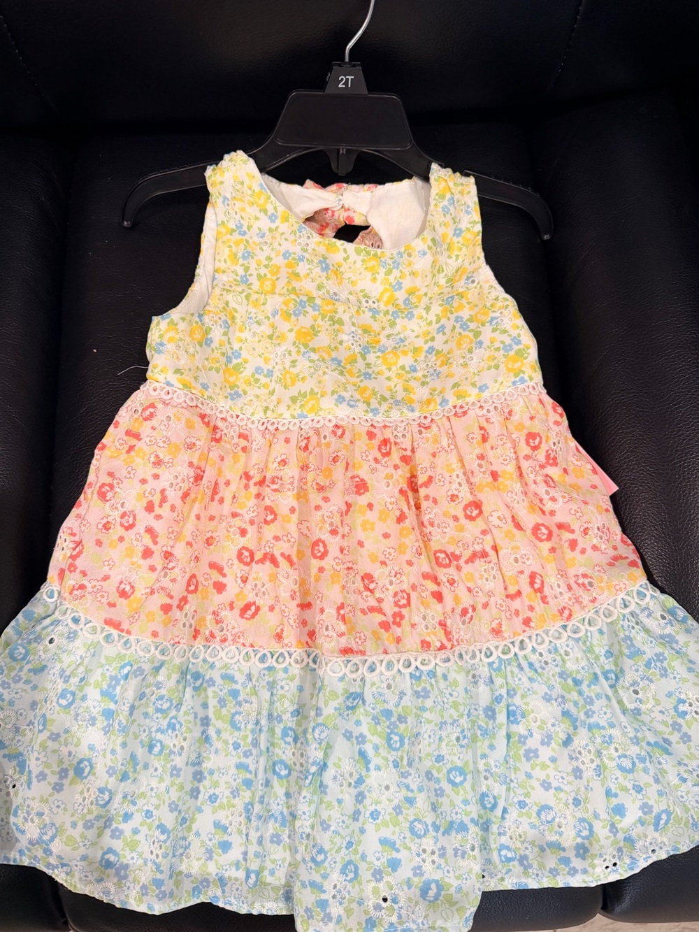 Rare Editions Tiered Floral Sundress - Yellow, Pink & Blue